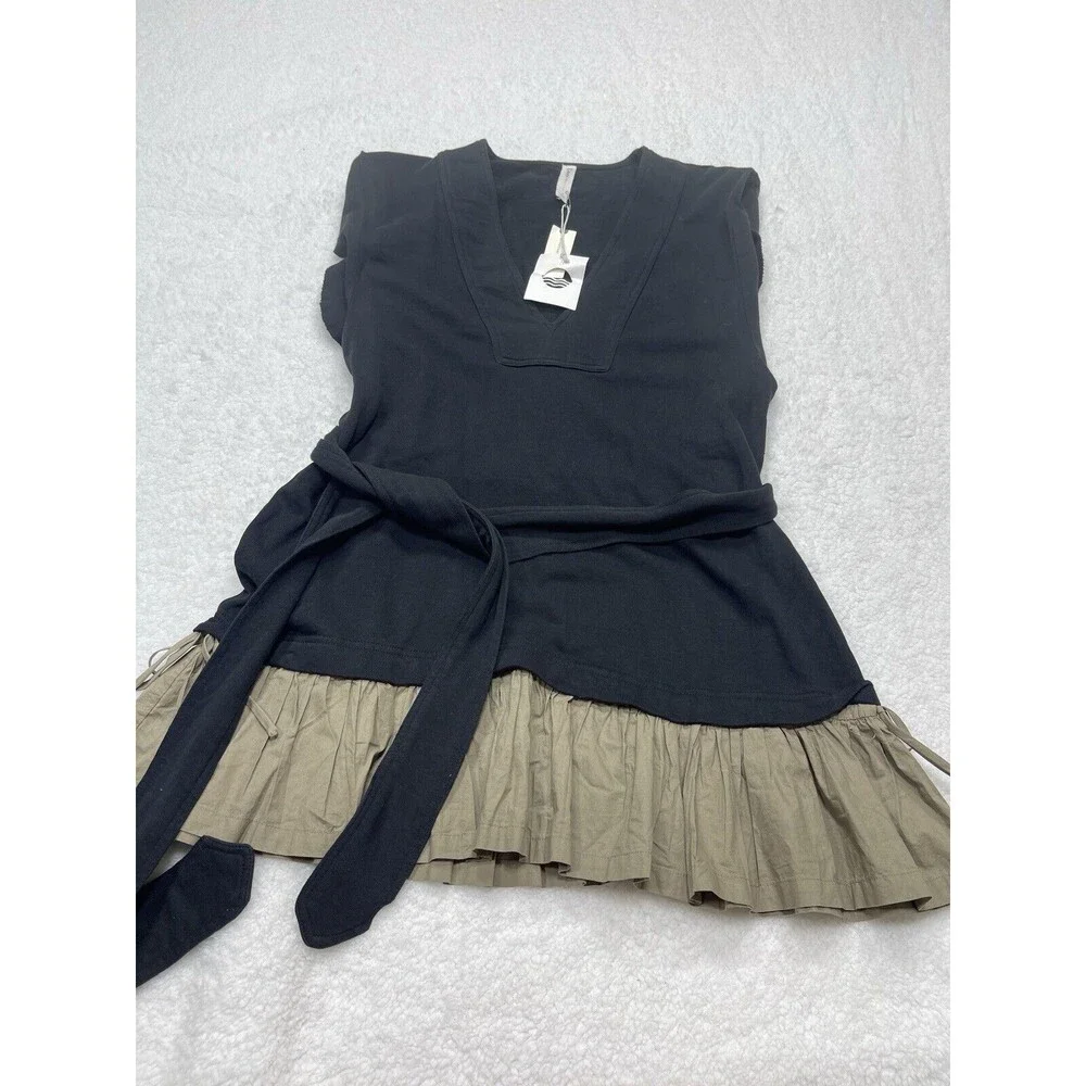Anthropologie Daily Practice Mini Dress Twofer Black Sky Dive Casual Medium NWT